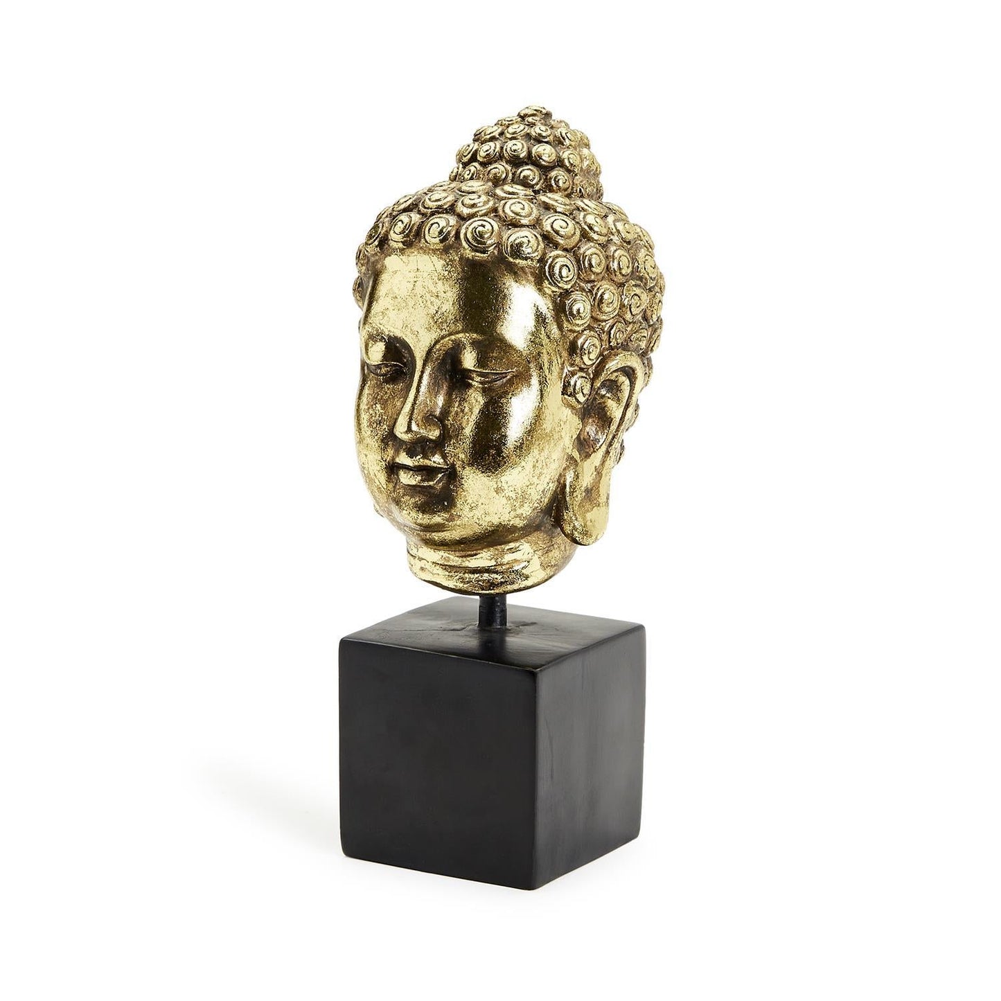 Buddha Head on Black Pedestal Stand