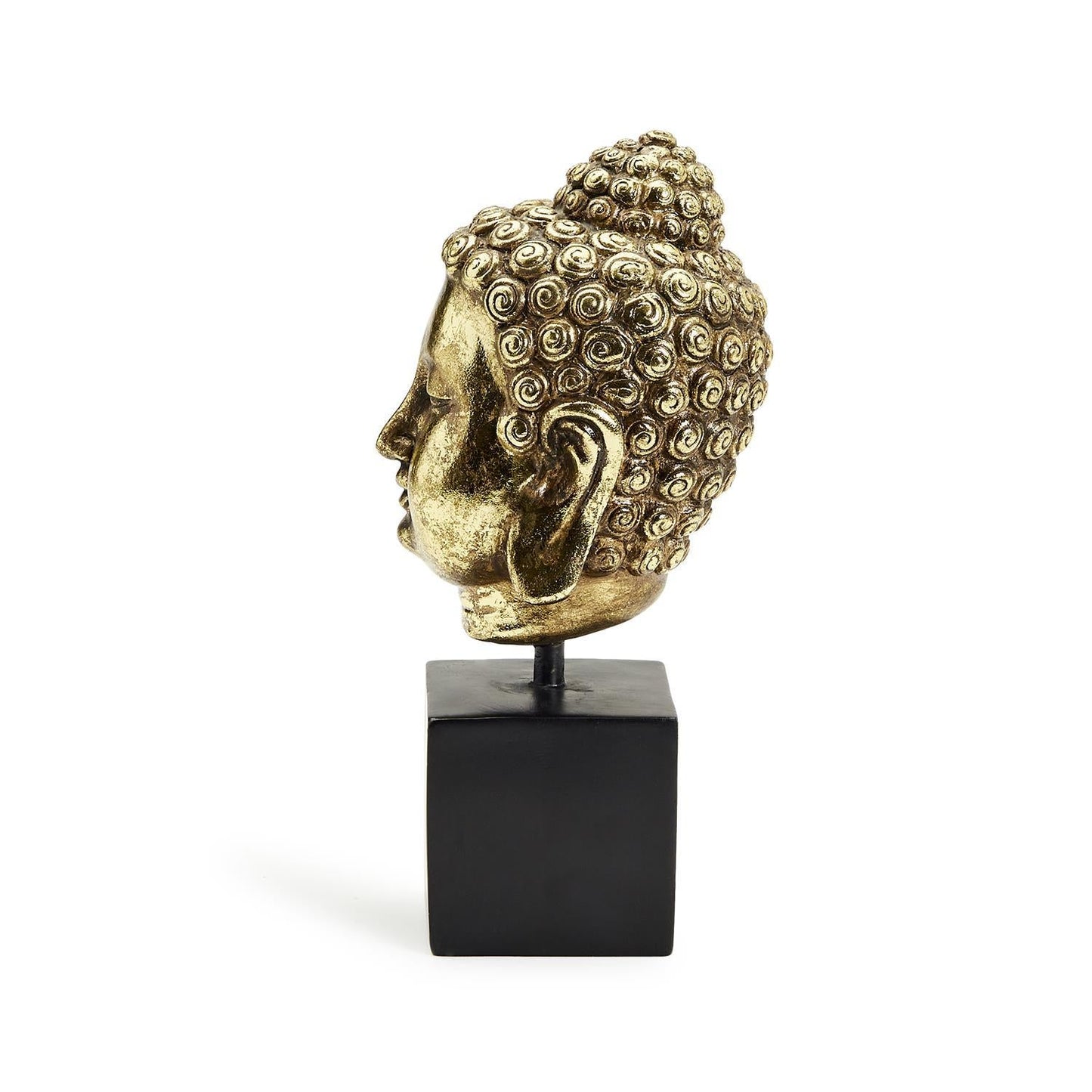 Buddha Head on Black Pedestal Stand