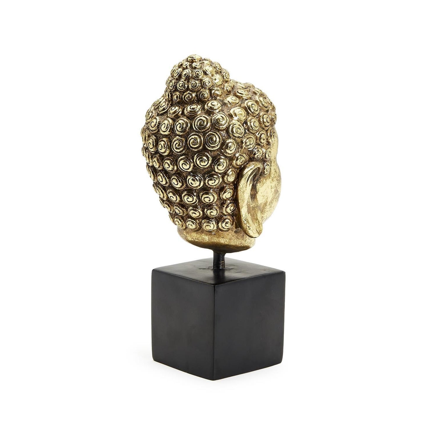 Buddha Head on Black Pedestal Stand
