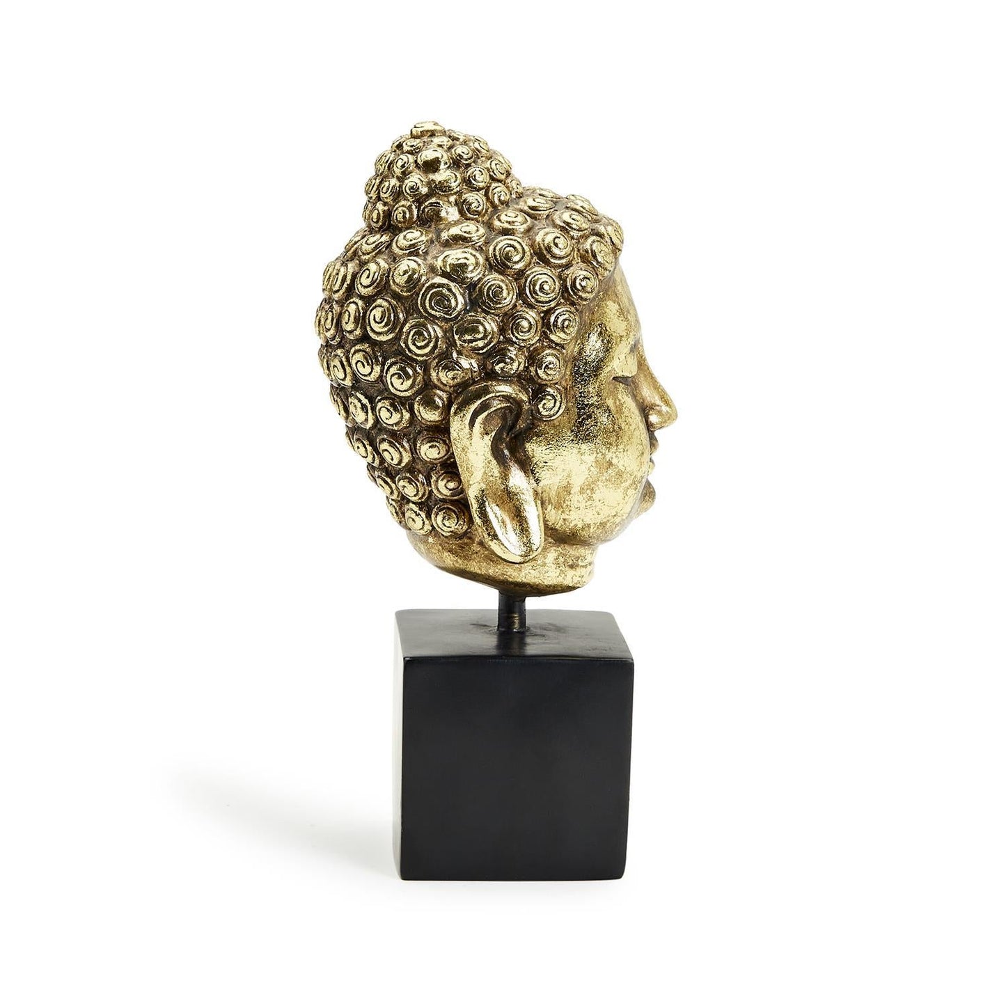 Buddha Head on Black Pedestal Stand