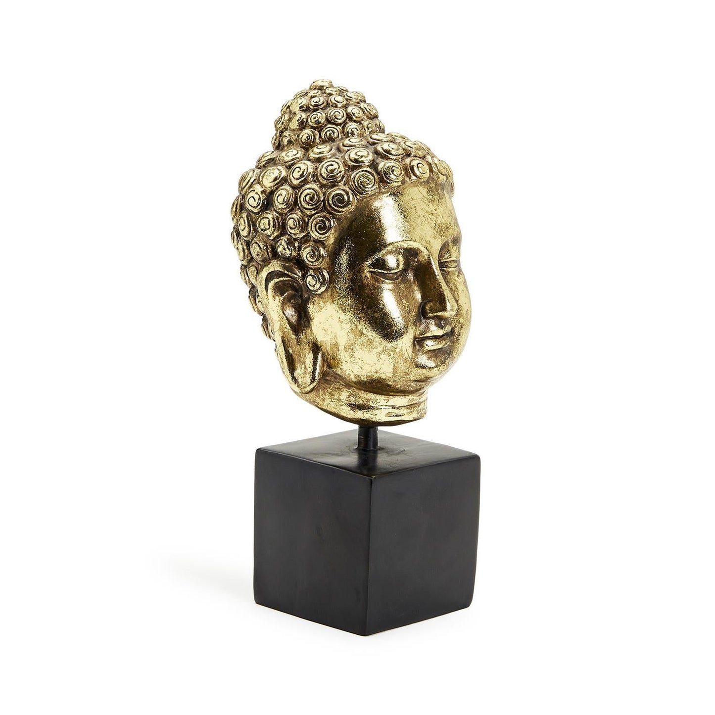 Buddha Head on Black Pedestal Stand