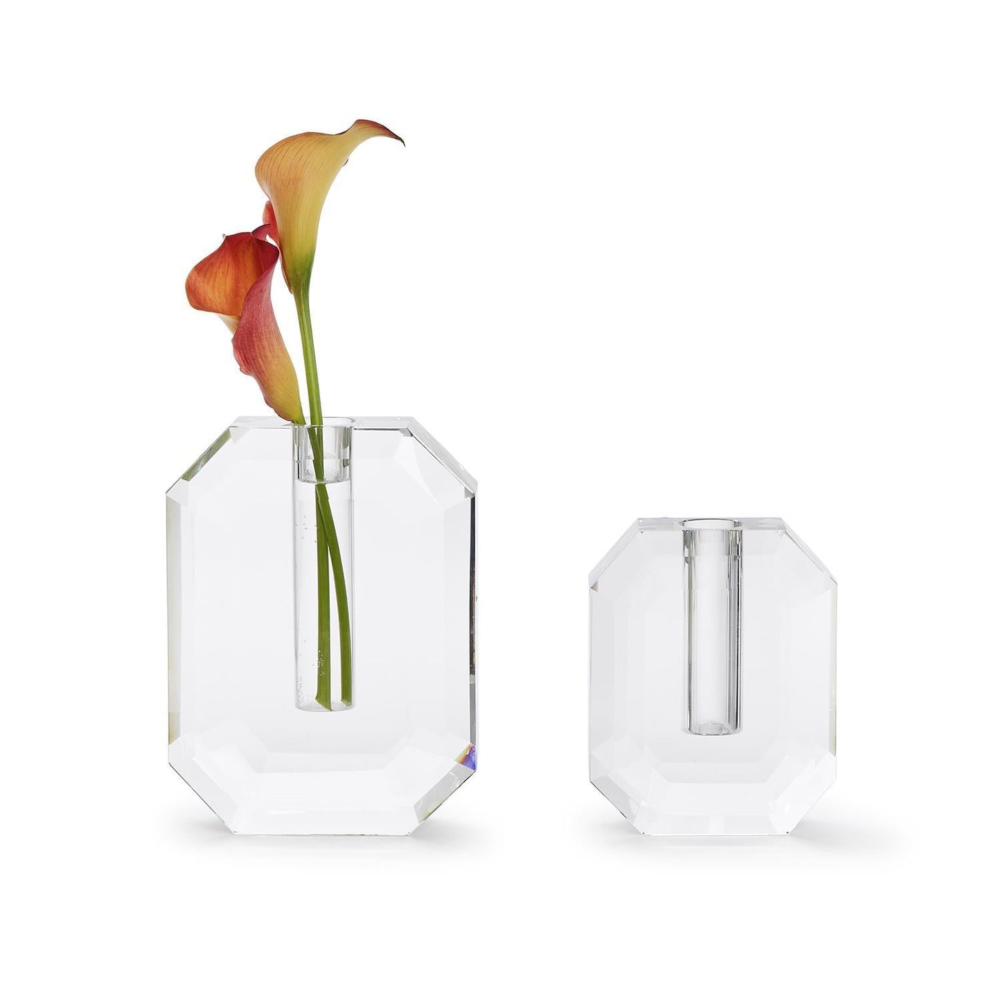 Hex Crystal Vase Set of 2