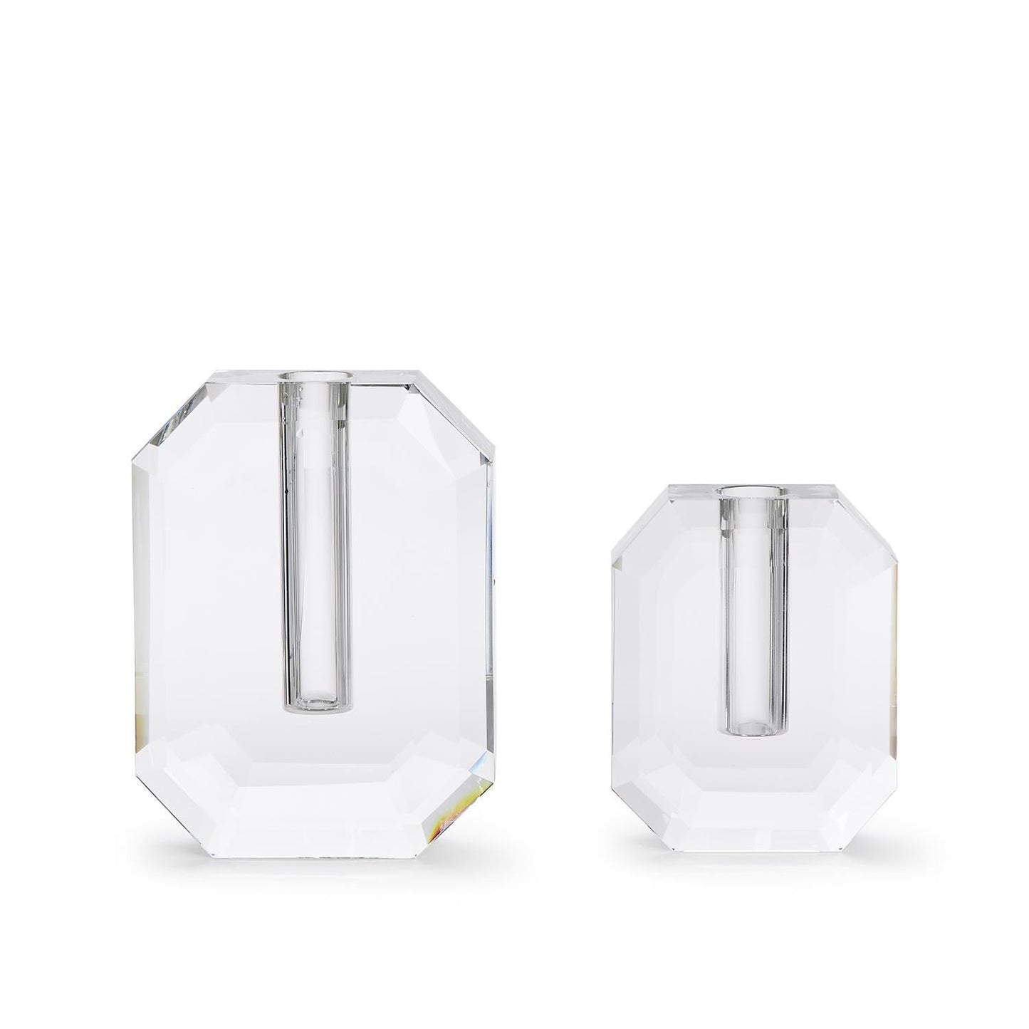 Hex Crystal Vase Set of 2