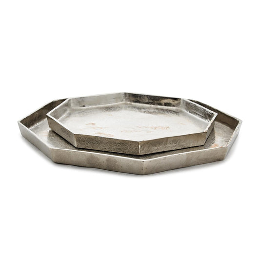 Octagon Silver Tray Set of 2