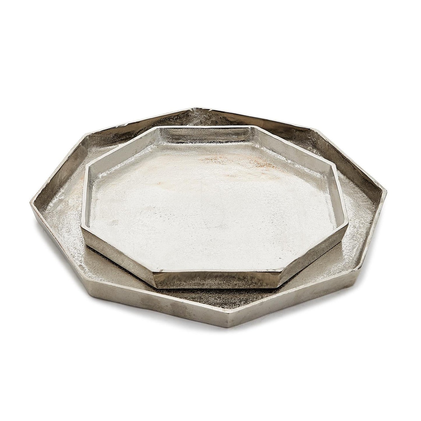 Octagon Silver Tray Set of 2