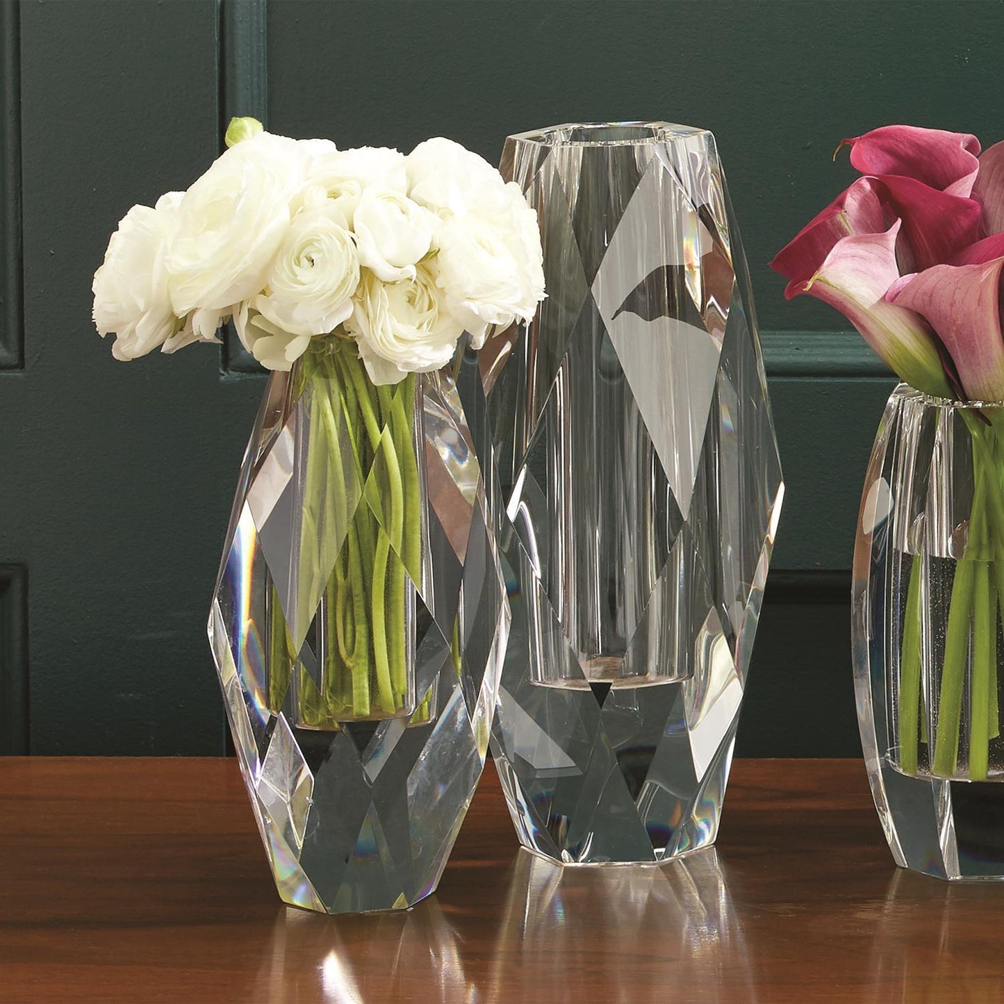 Oval Faceted Vase Set of 2