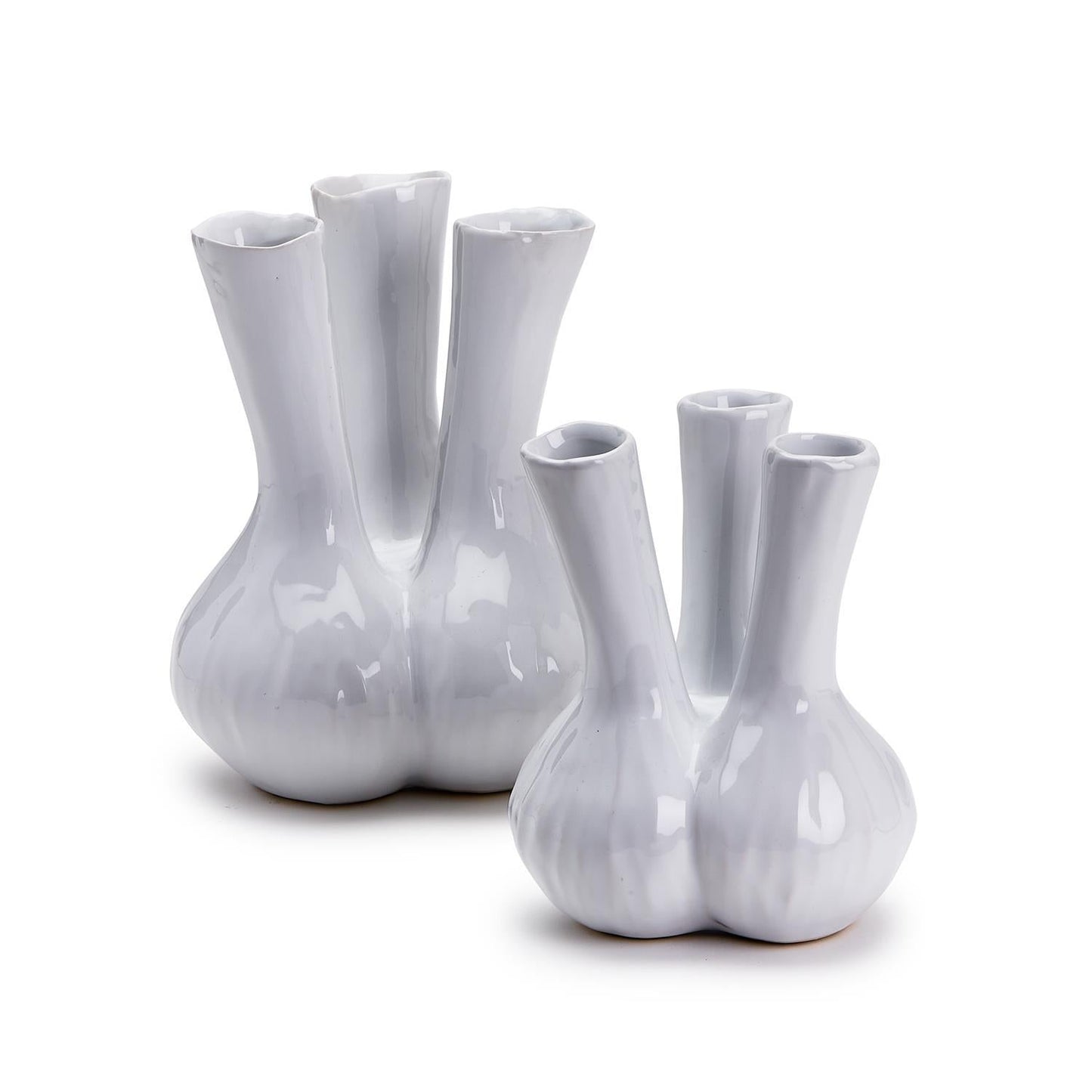 White 3 Stem Vase Set of 2