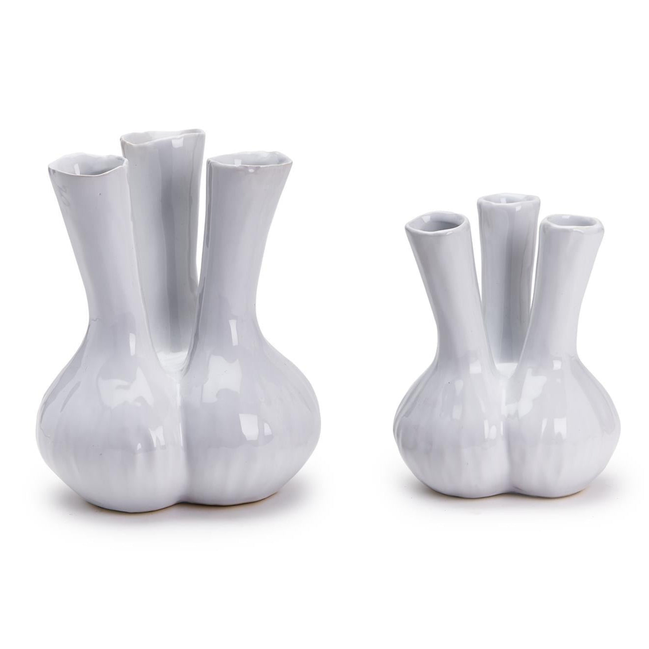 White 3 Stem Vase Set of 2