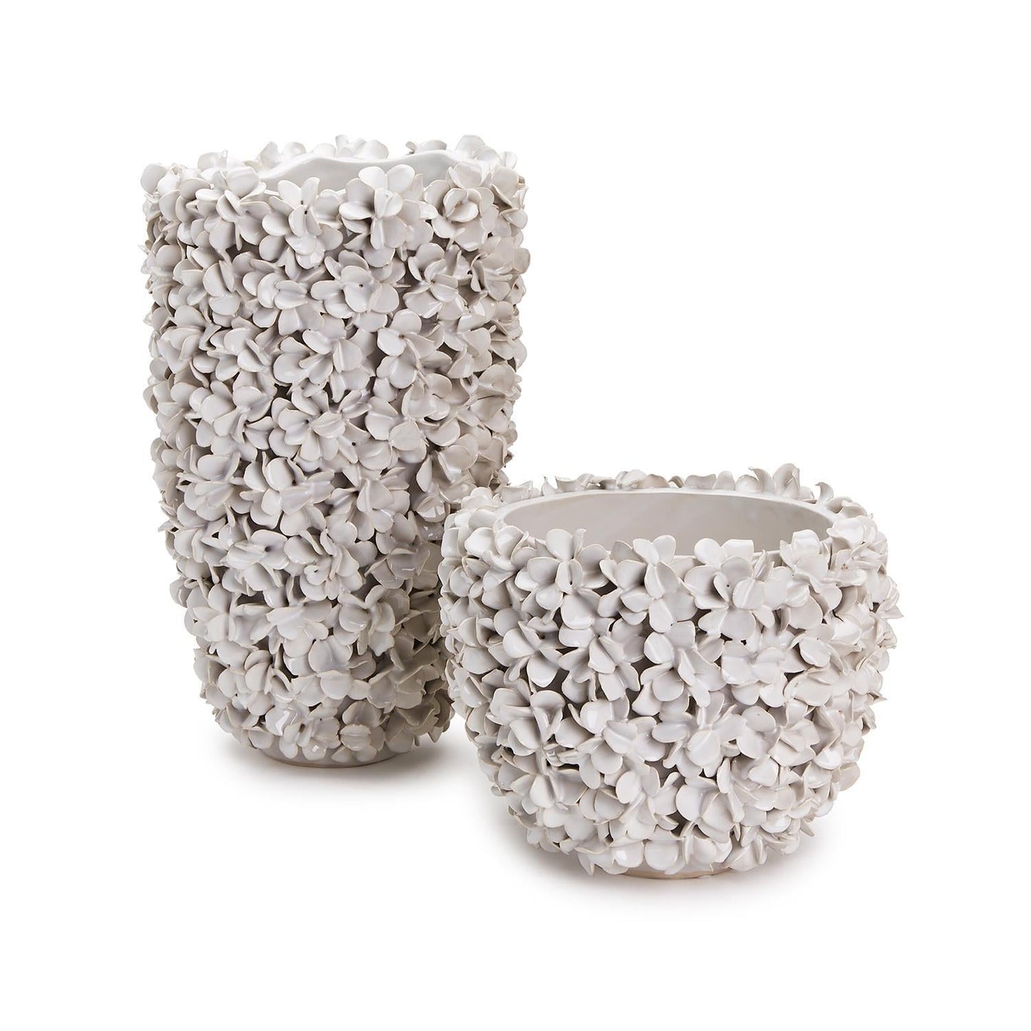 Hydrangea White Planter/Vase Set of 2