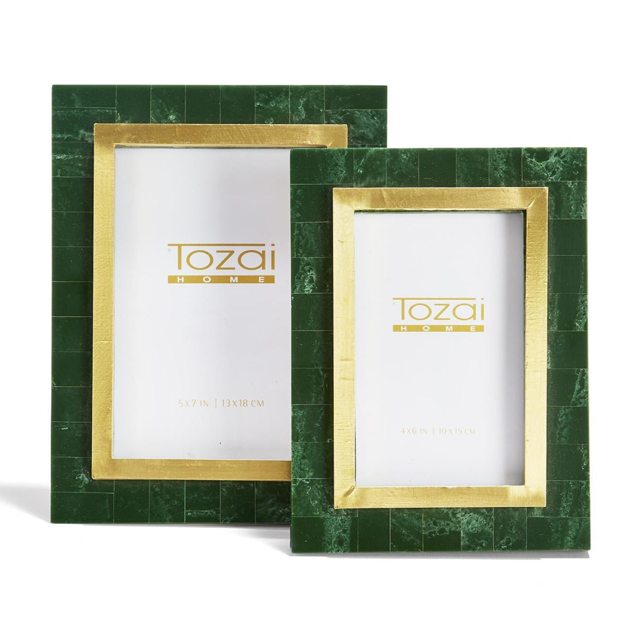 Aventurine Green and Gold Photo Frame Set of 2