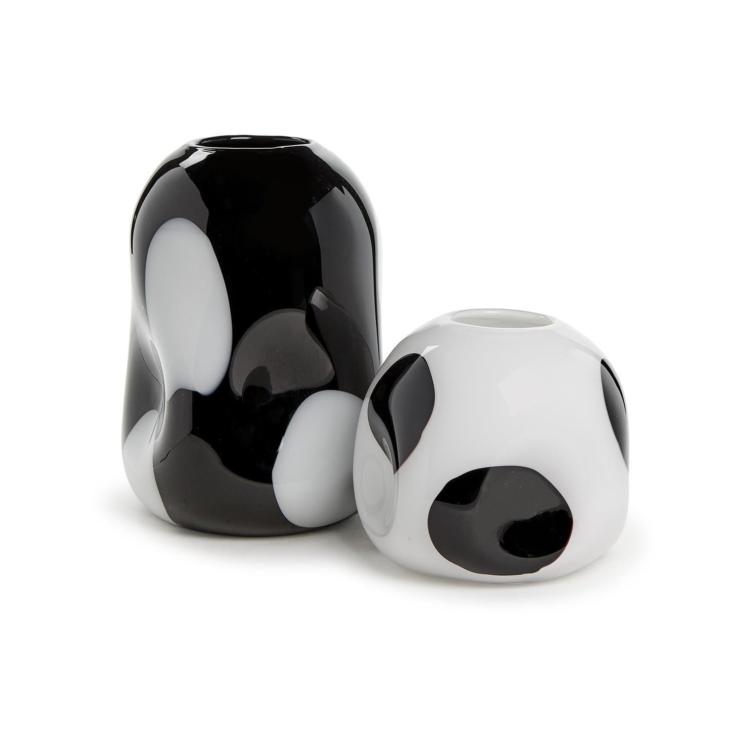 Murano Style Dot Art Glass Vase Set of 2