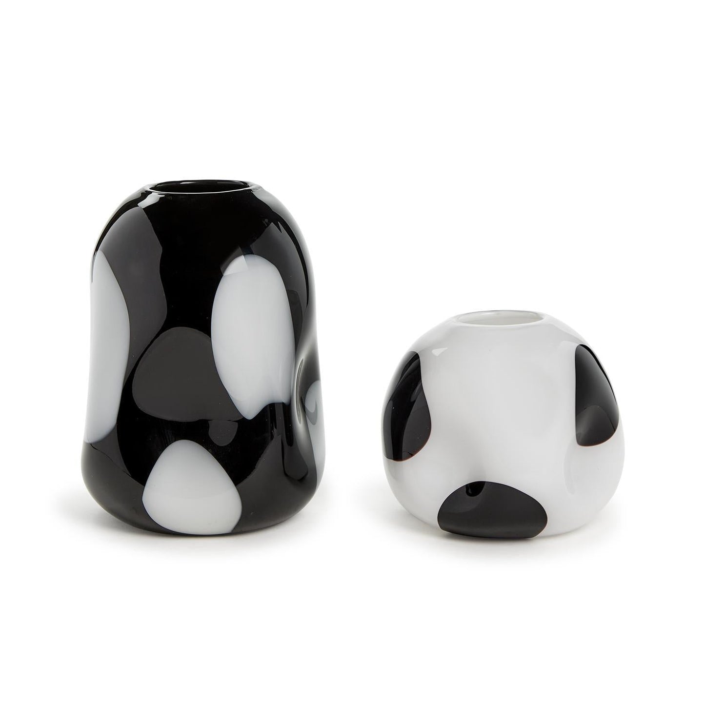 Murano Style Dot Art Glass Vase Set of 2