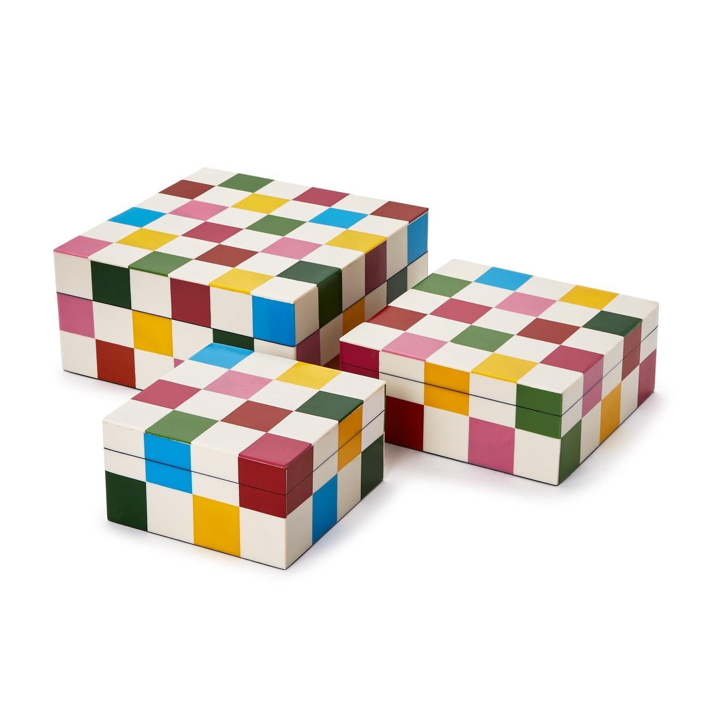 Colorblock Covered Box Set of 3