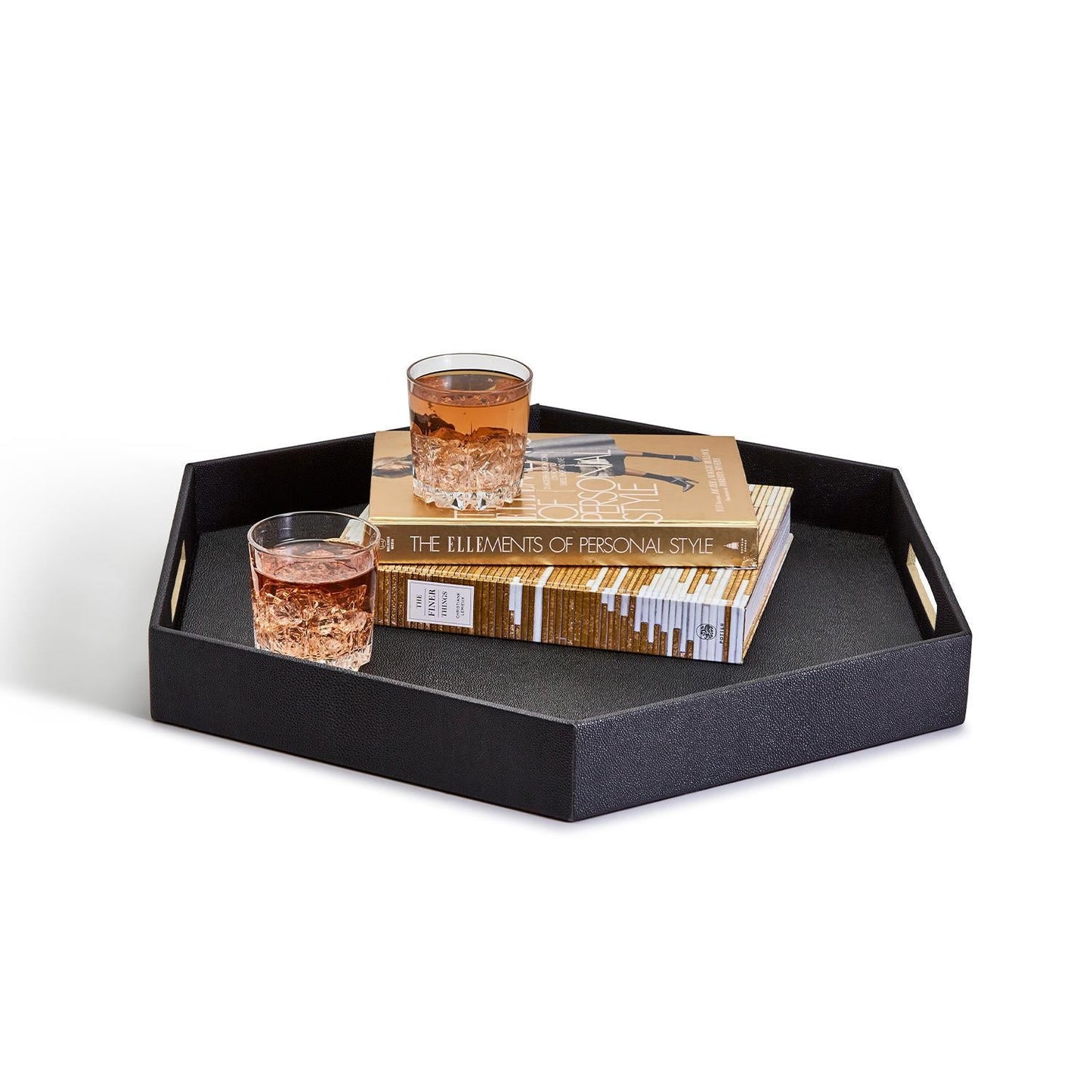 Black Hexagon Stingray Tray Set of 2
