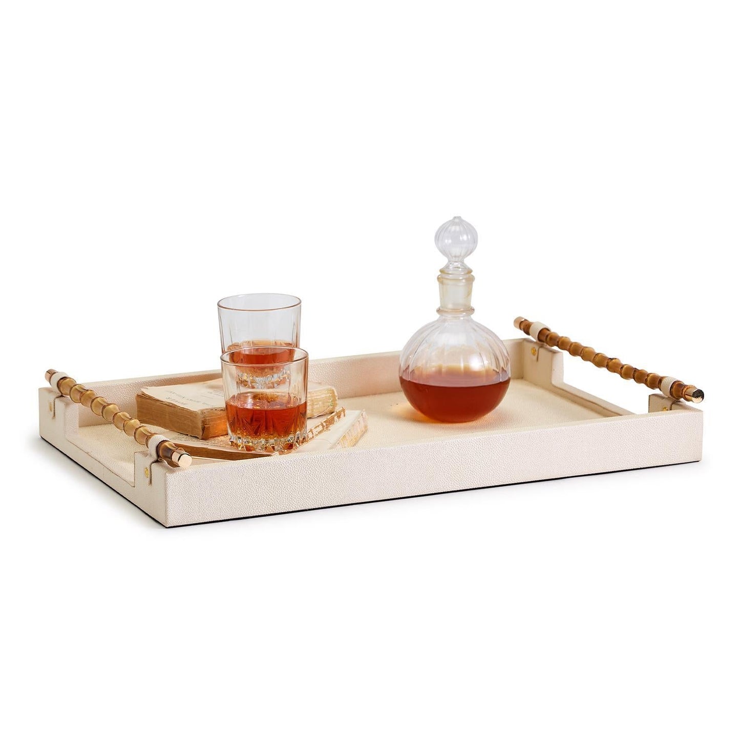 Cream Decorative Rectangle Tray Set of 2