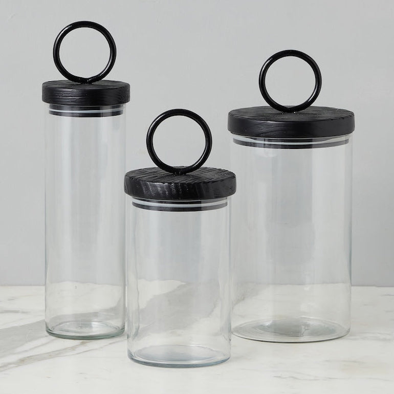 Etu Home Ring Handle Glass Canister Set of 3