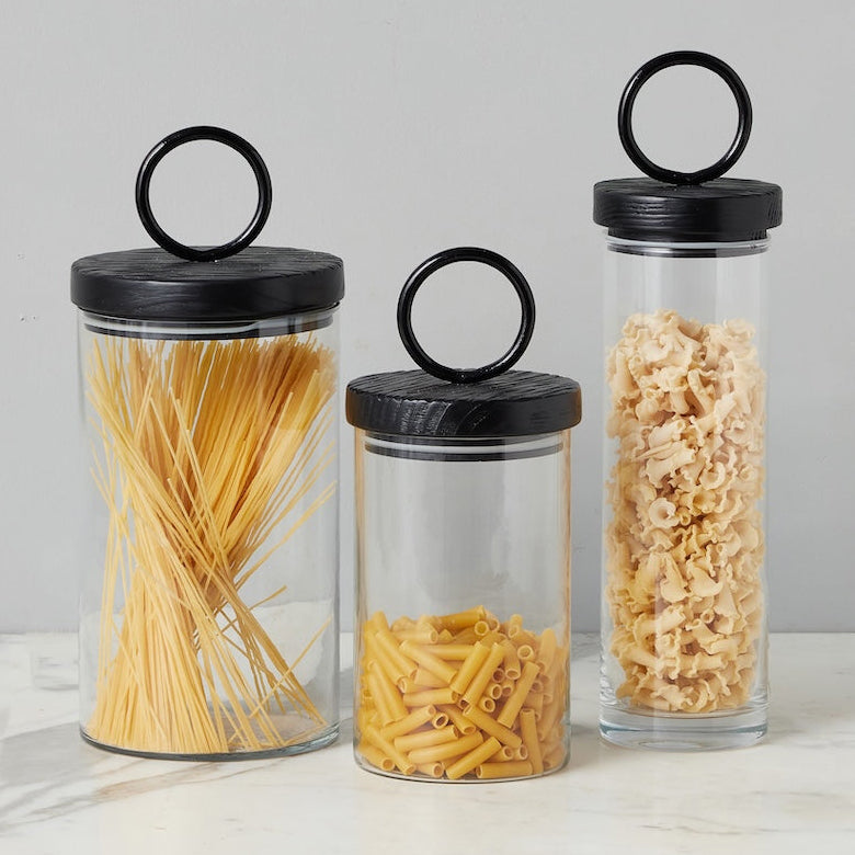 Etu Home Ring Handle Glass Canister Set of 3