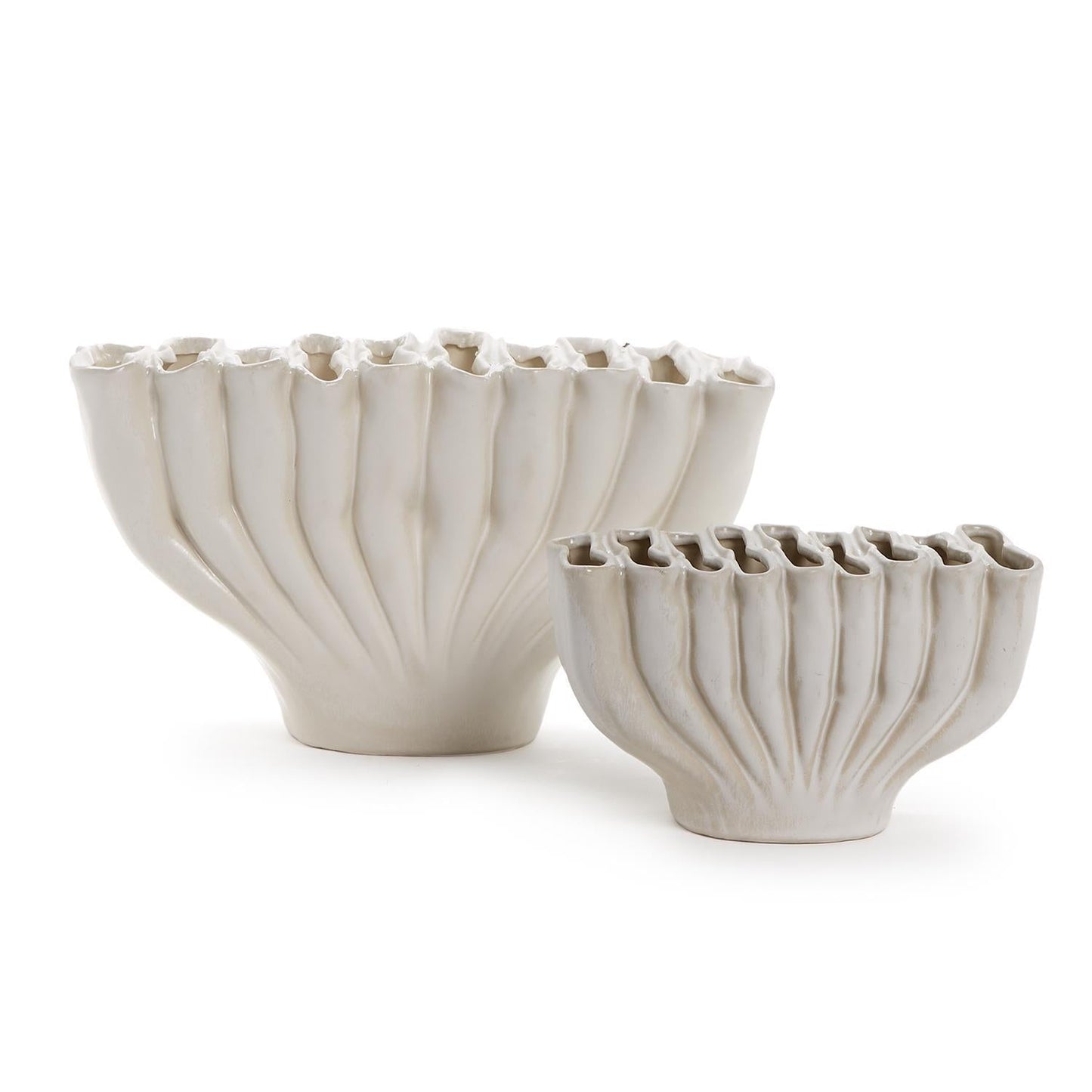 White Ceramic Vase Set of 2