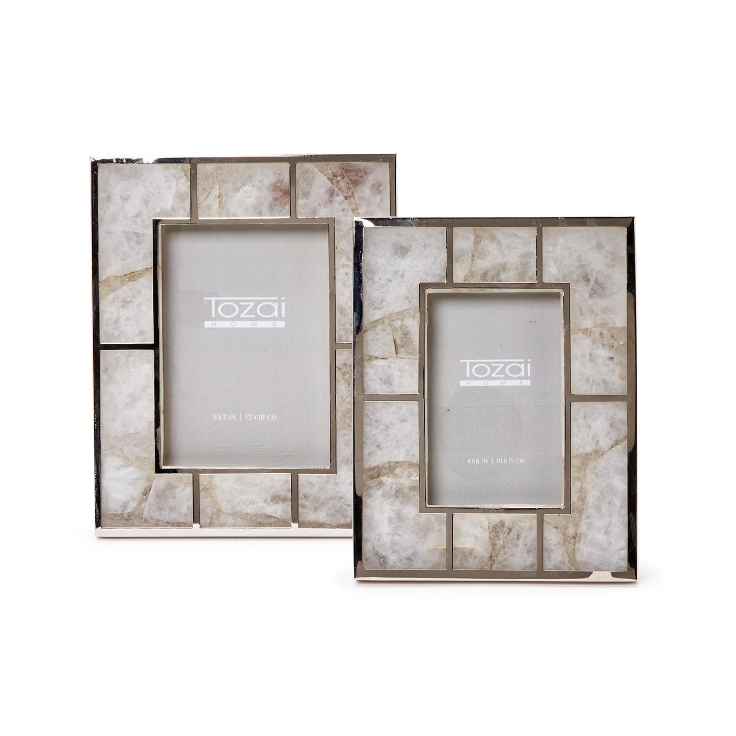 White Quartz Photo Frame Set of 2