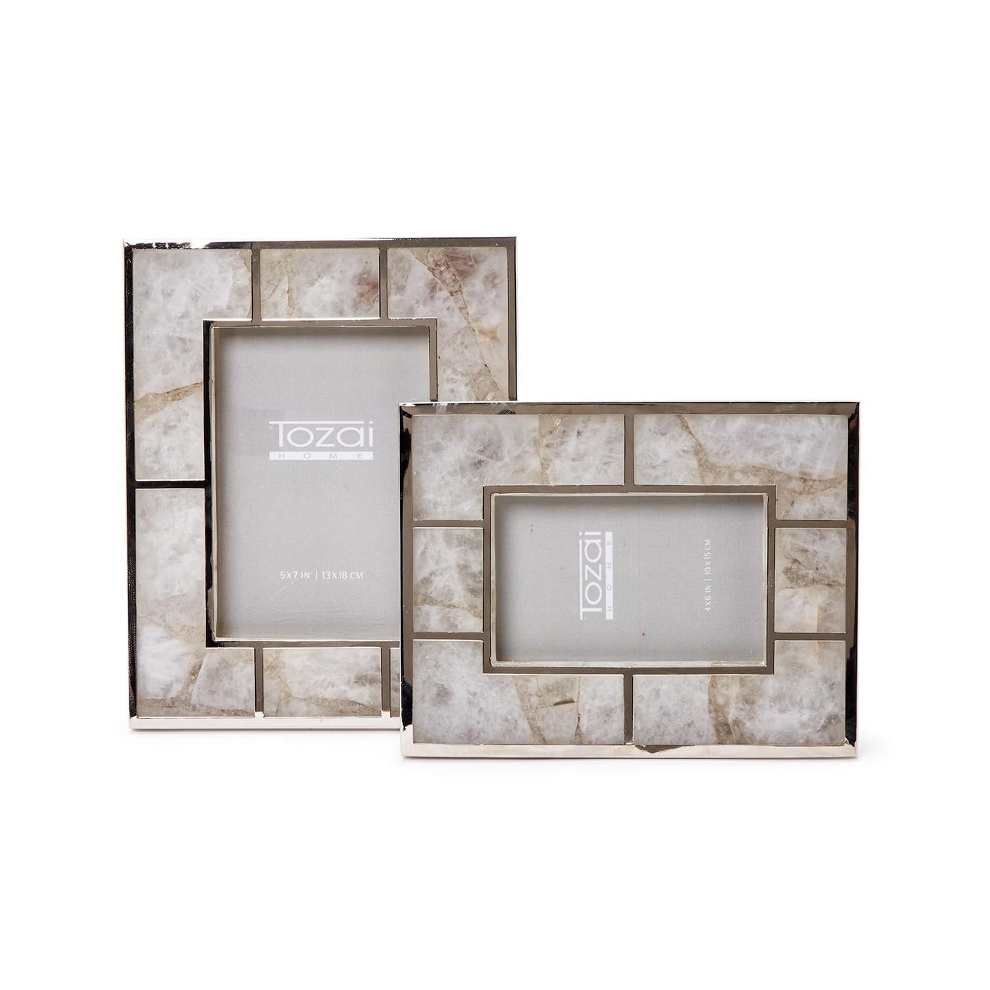 White Quartz Photo Frame Set of 2