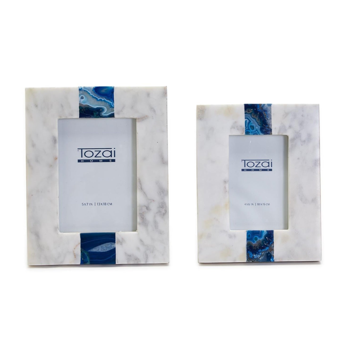 White and Blue Photo Frame Set of 2