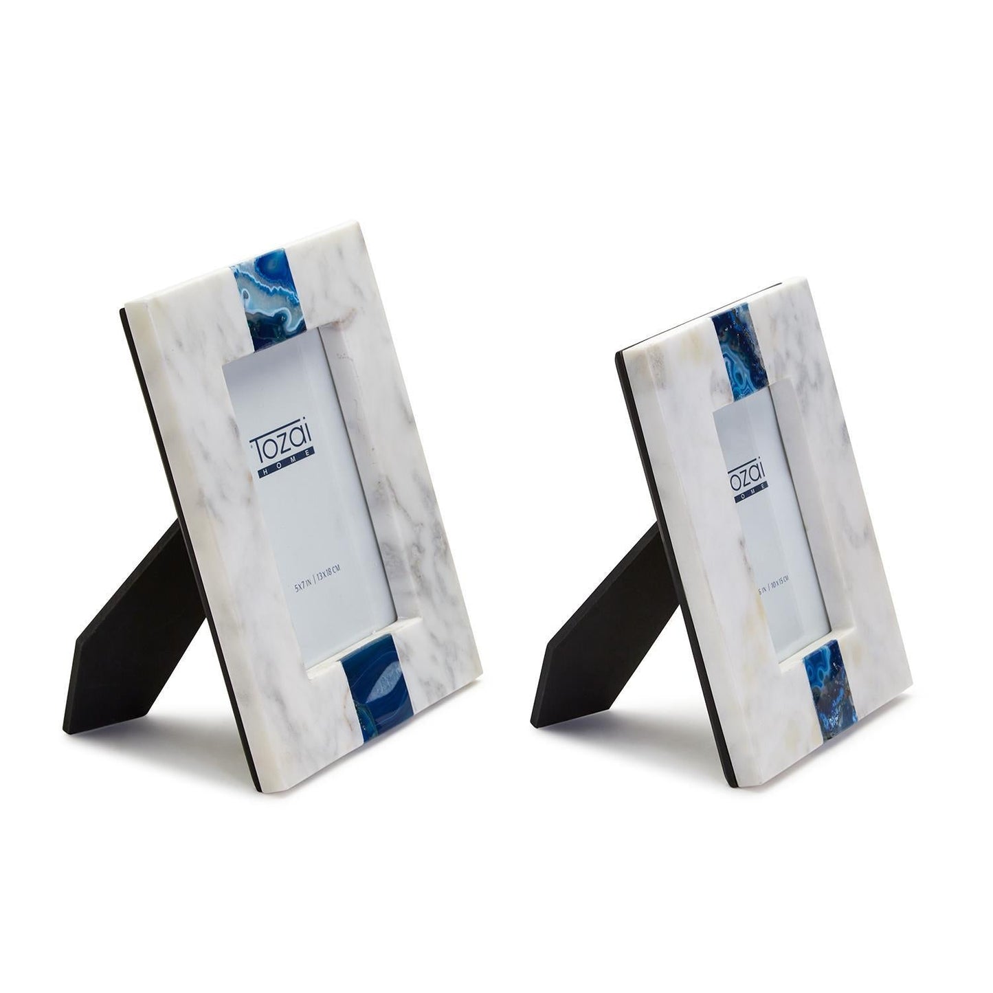 White and Blue Photo Frame Set of 2