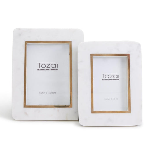 Hoxton White Marble Photo Frame Set of 2