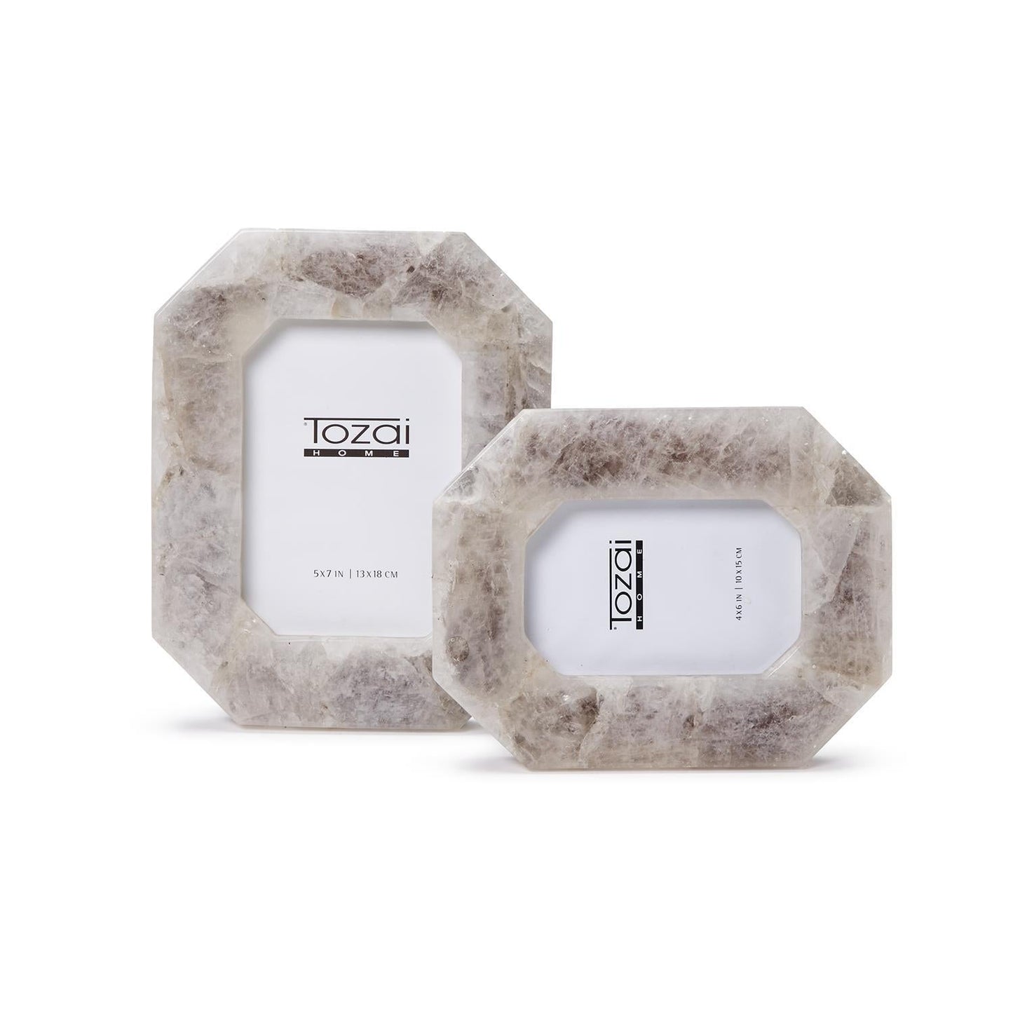 White Quartz Notched Photo Frame Set of 2