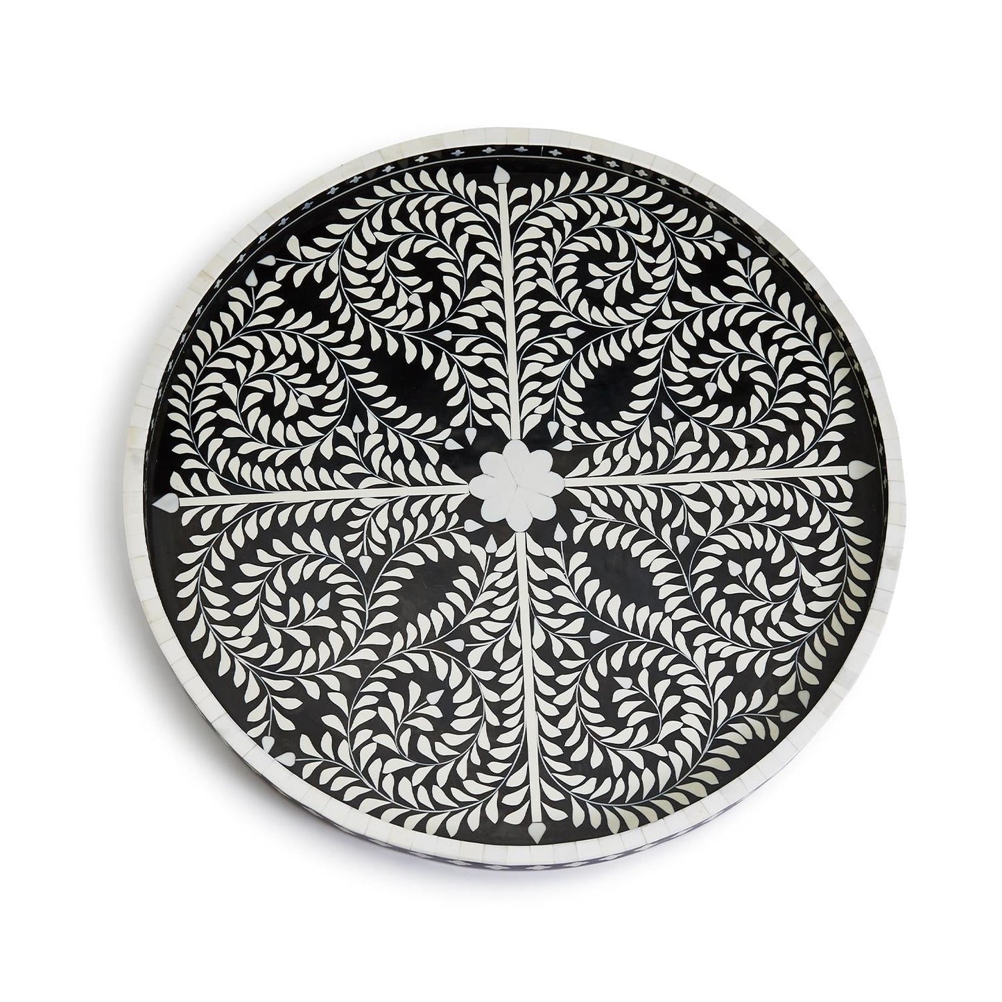Black and White Decorative Round Serving Tray