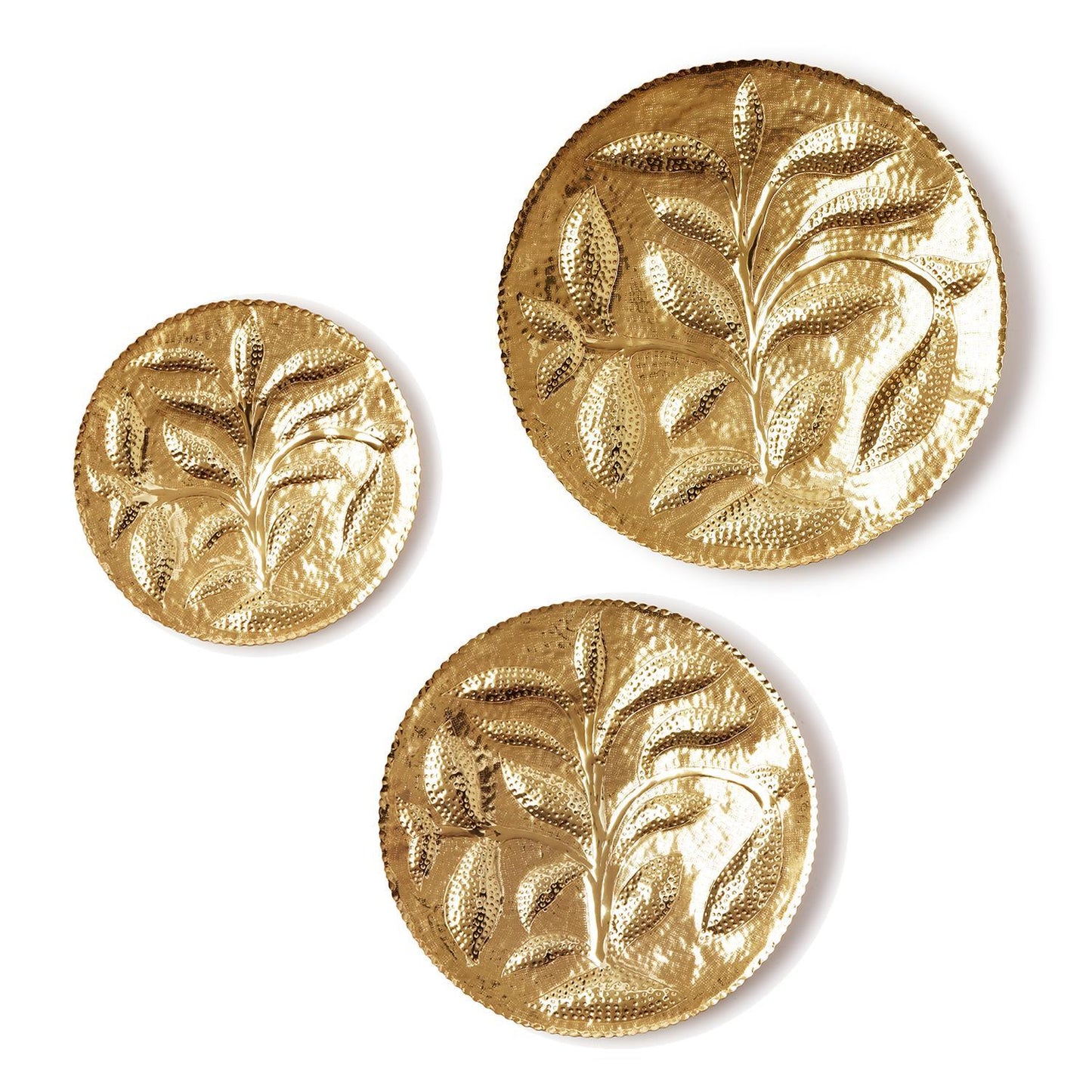 Golden Hammered Tray Set of 3