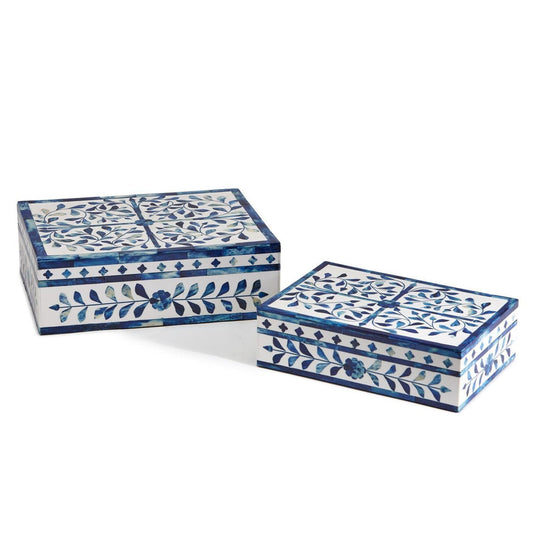 Jaipur Palace Blue & White Hinged Cover Box Set of 2