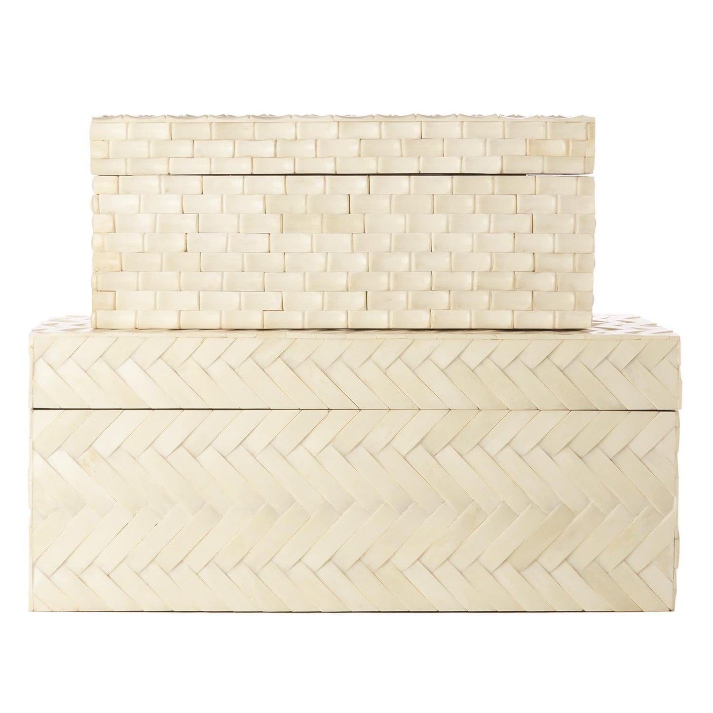 Basket Weave Bone Box Set of 2