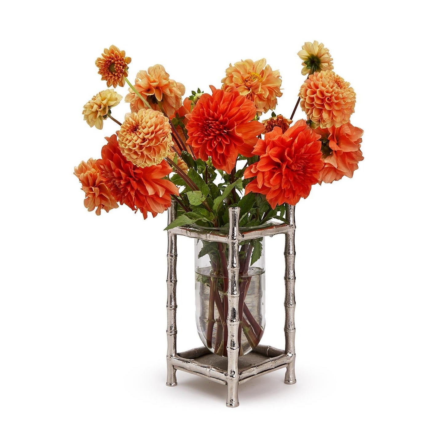 Tall Silver Bamboo Vase
