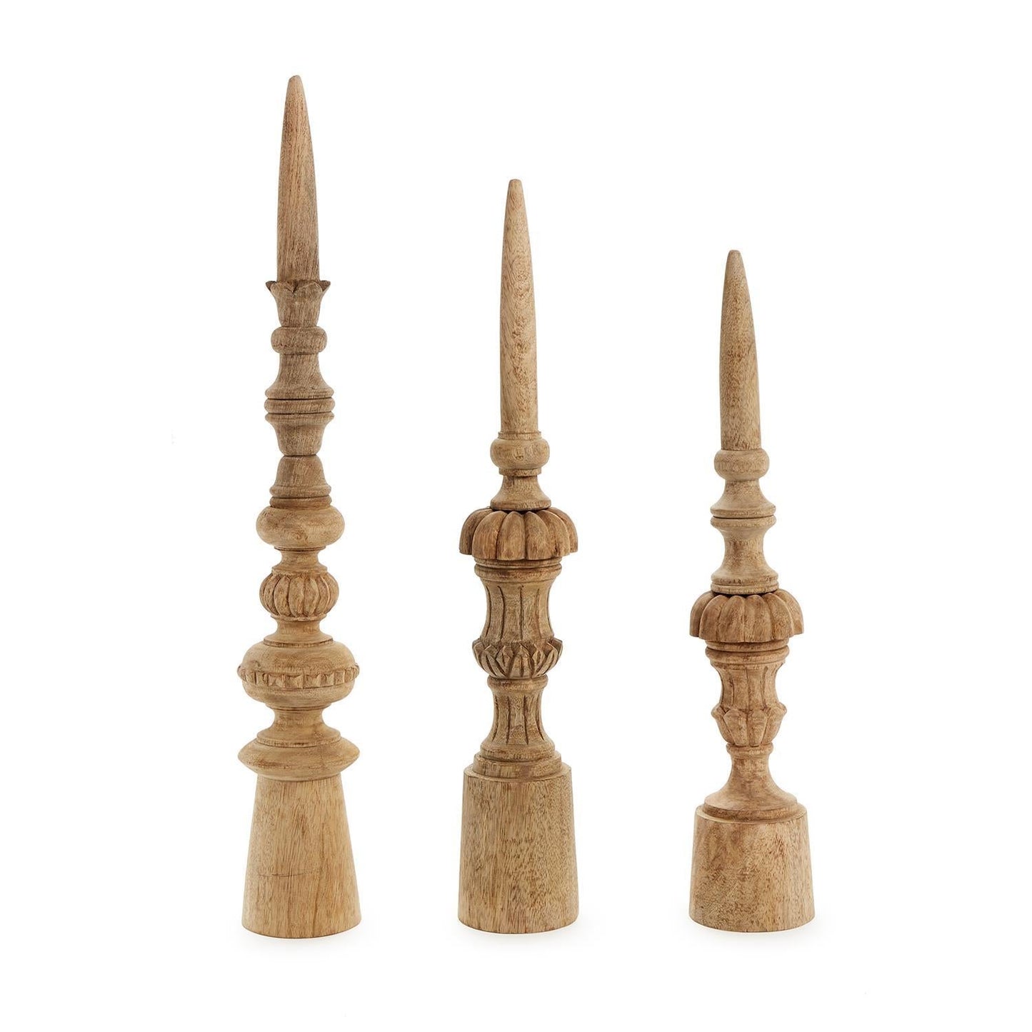 Carved Wood Finial Set of 3