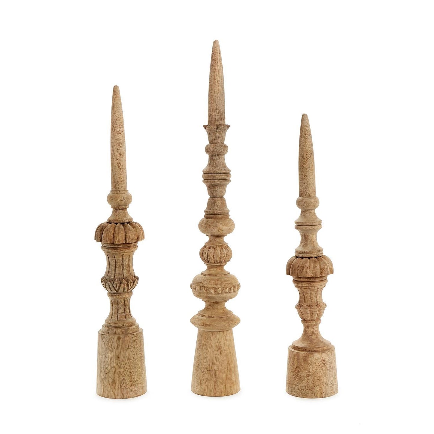 Carved Wood Finial Set of 3