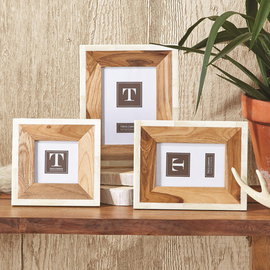 Wood and Bone Photo Frame Set of 3