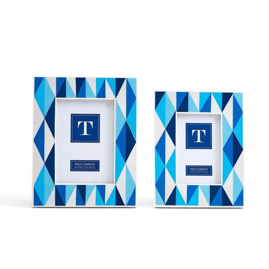 Blue Diamonds Inlay Photo Frame Set of 2