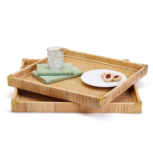 Rattan Square Tray Set of 3