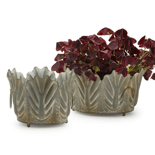 Zinc Garden Leaf Planter Set of 2