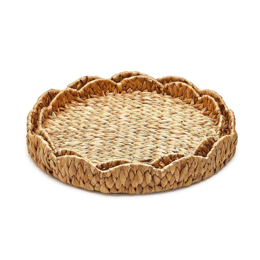 Scalloped Edge Round Tray Set of 2