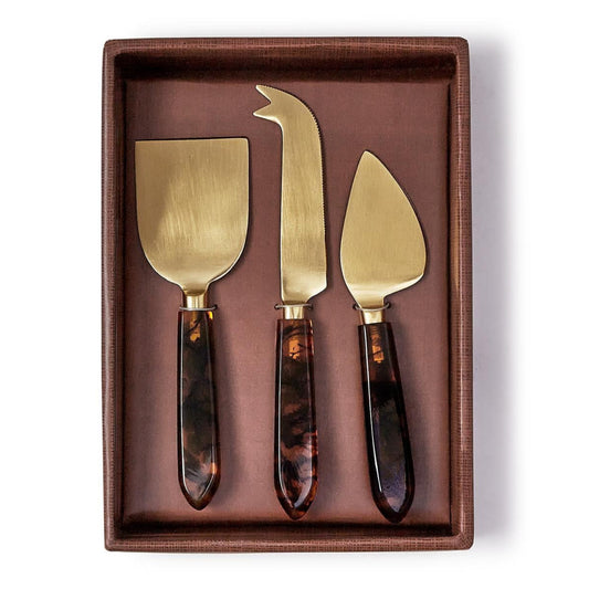 Tortoise Swirl Cheese Knives Set of 3