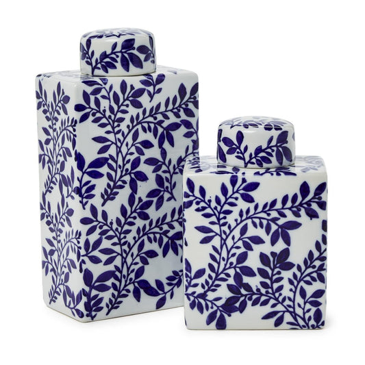 Blue and White Chinoiserie Tea Jar Set of 2