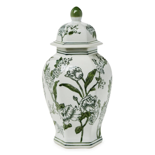 Chinoiserie Hexogonal Temple Jar with Lid