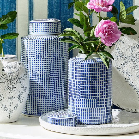 Shibori Covered Jar Set of 2