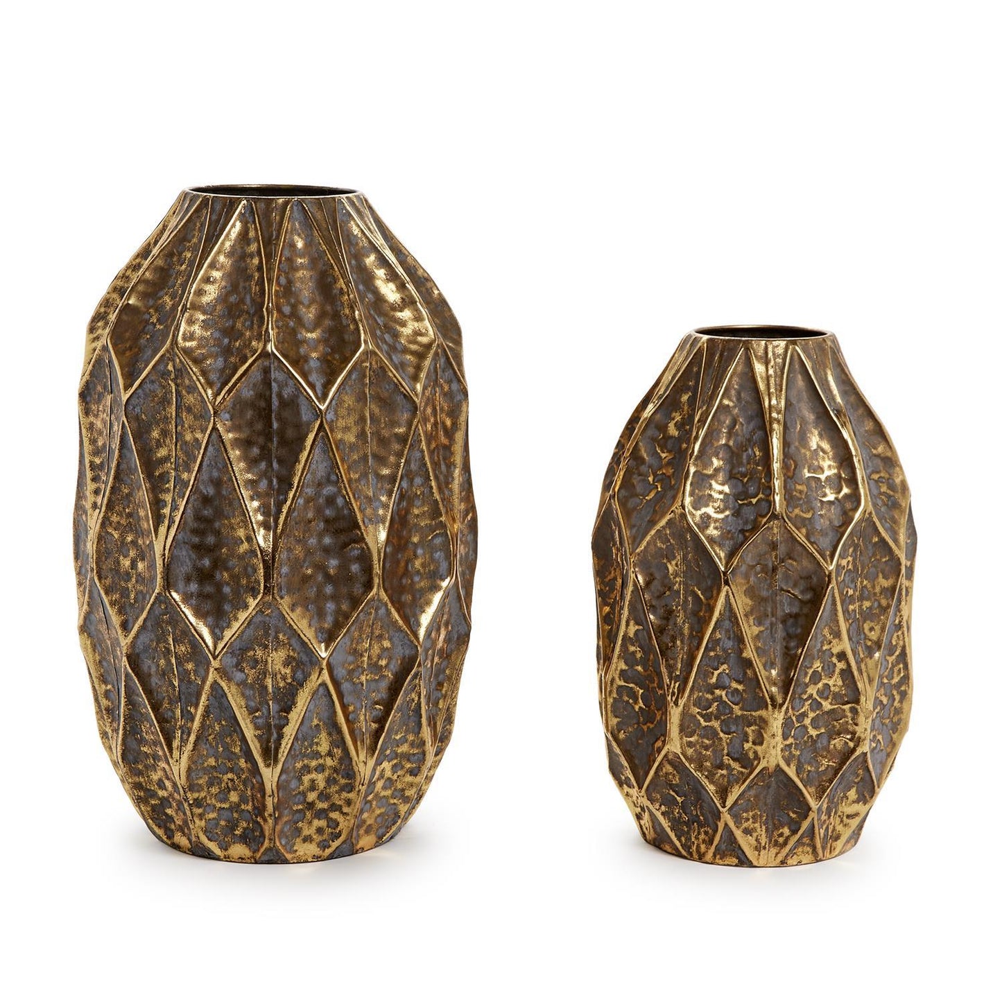Golden Hammered Vase Set of 2