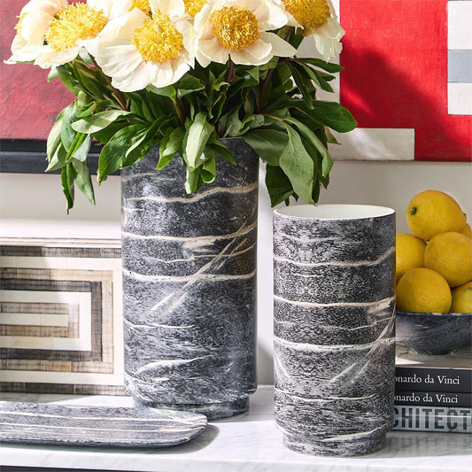 Faux Wood Vase Set of 2