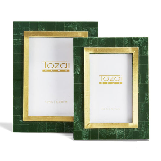 Aventurine Green and Gold Photo Frame Set of 2