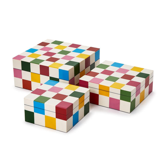 Colorblock Covered Box Set of 3