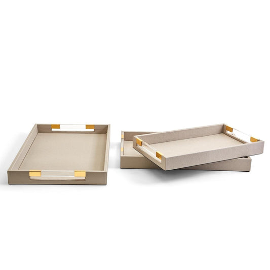 Taupe Decorative Rectangle Tray Set of 3