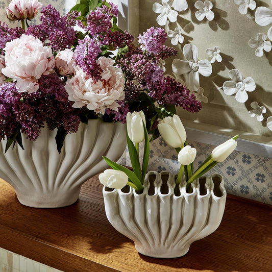 White Ceramic Vase Set of 2